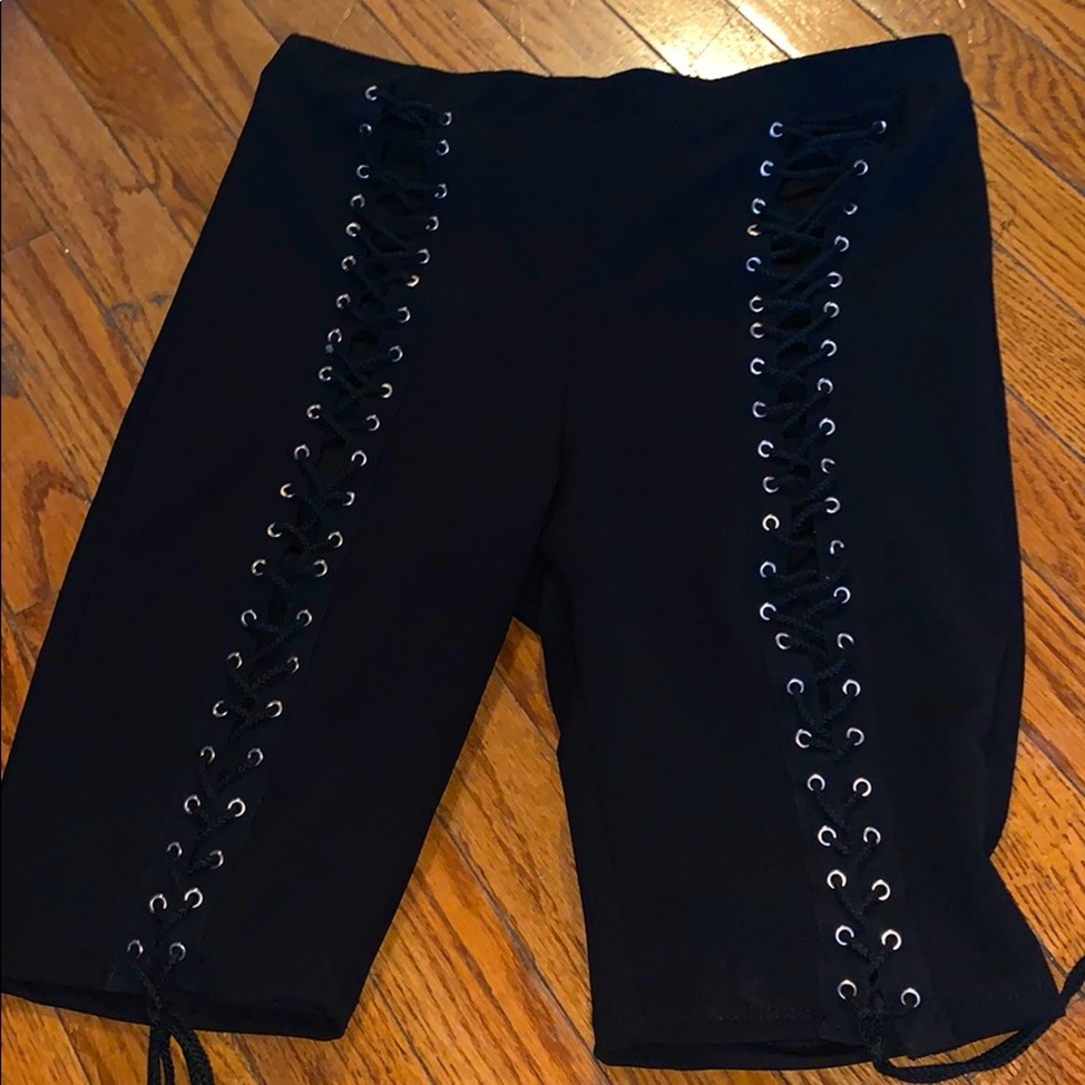 Laced biker tights